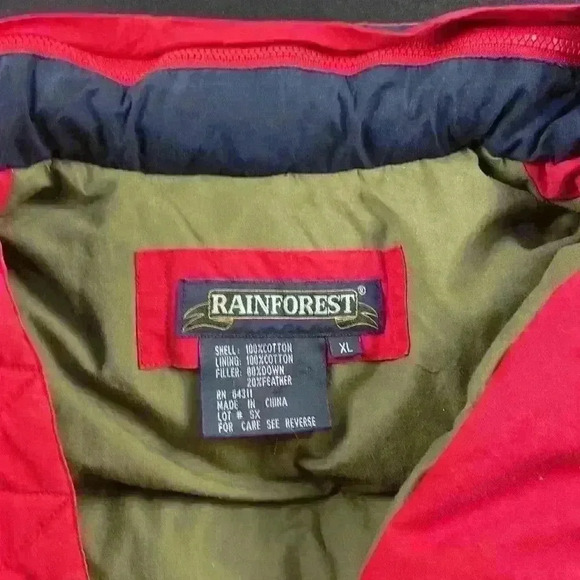 Vintage Rain Forest men’s down utility vest with 4 pockets, attached hood XLarge - Picture 4 of 12